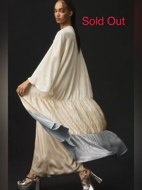 Anthropologie Pleated Colorblock Duster Kimono OSFA Sold Out Statement Layering